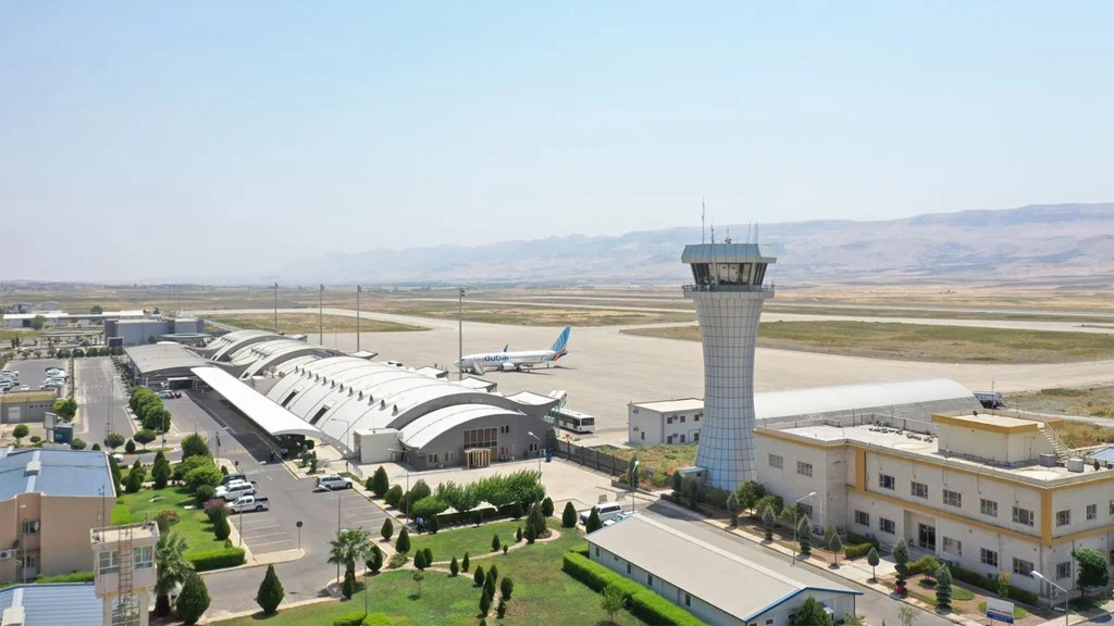 موقع مطار السليمانية الدولي